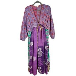 Renew Vintage Kantha Luna Bohemian Adjustable Maxi Handmade Dress size L/XL
